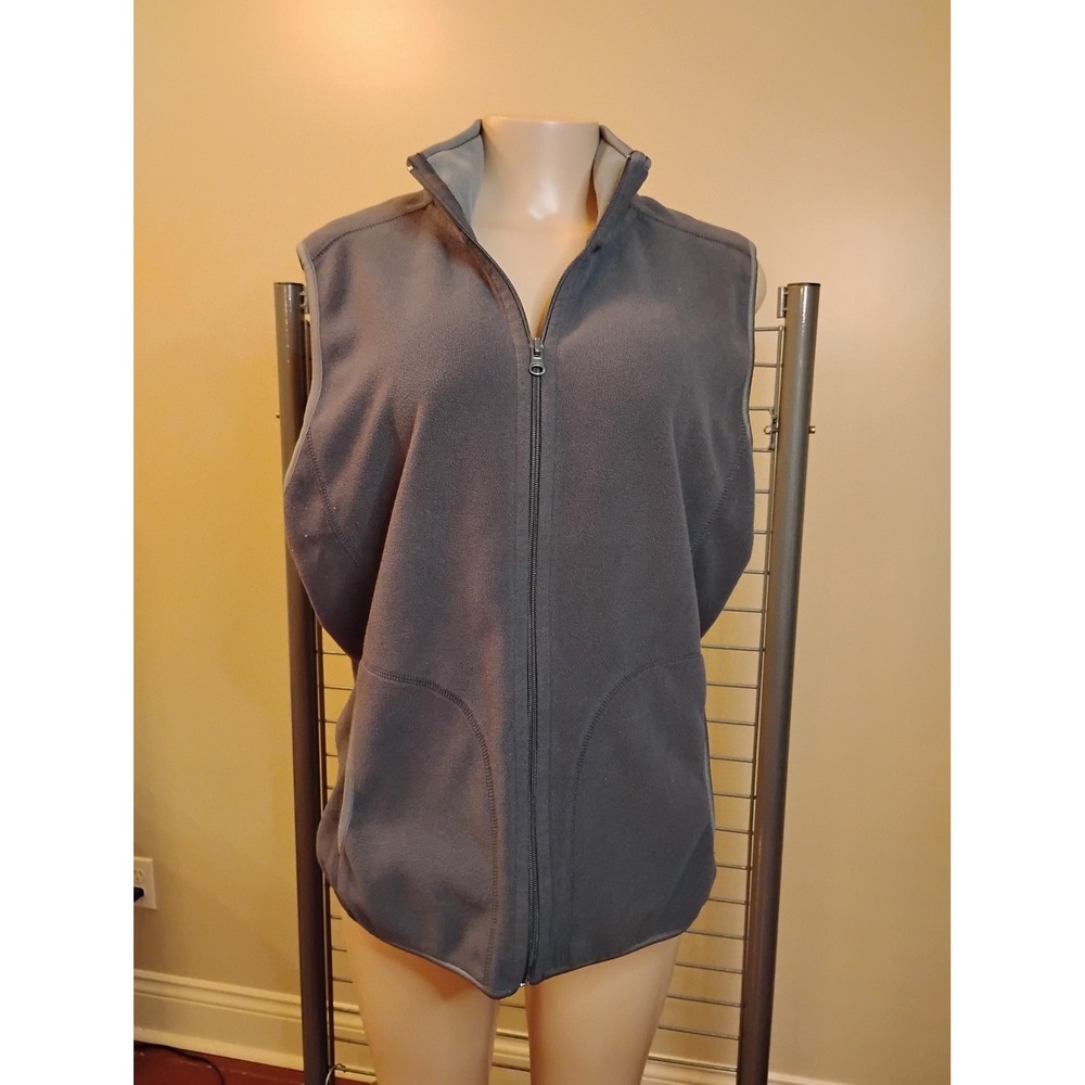 Old Navy Mens XL Gray Fleece Full Zip Vest Mock Neck RN 54023